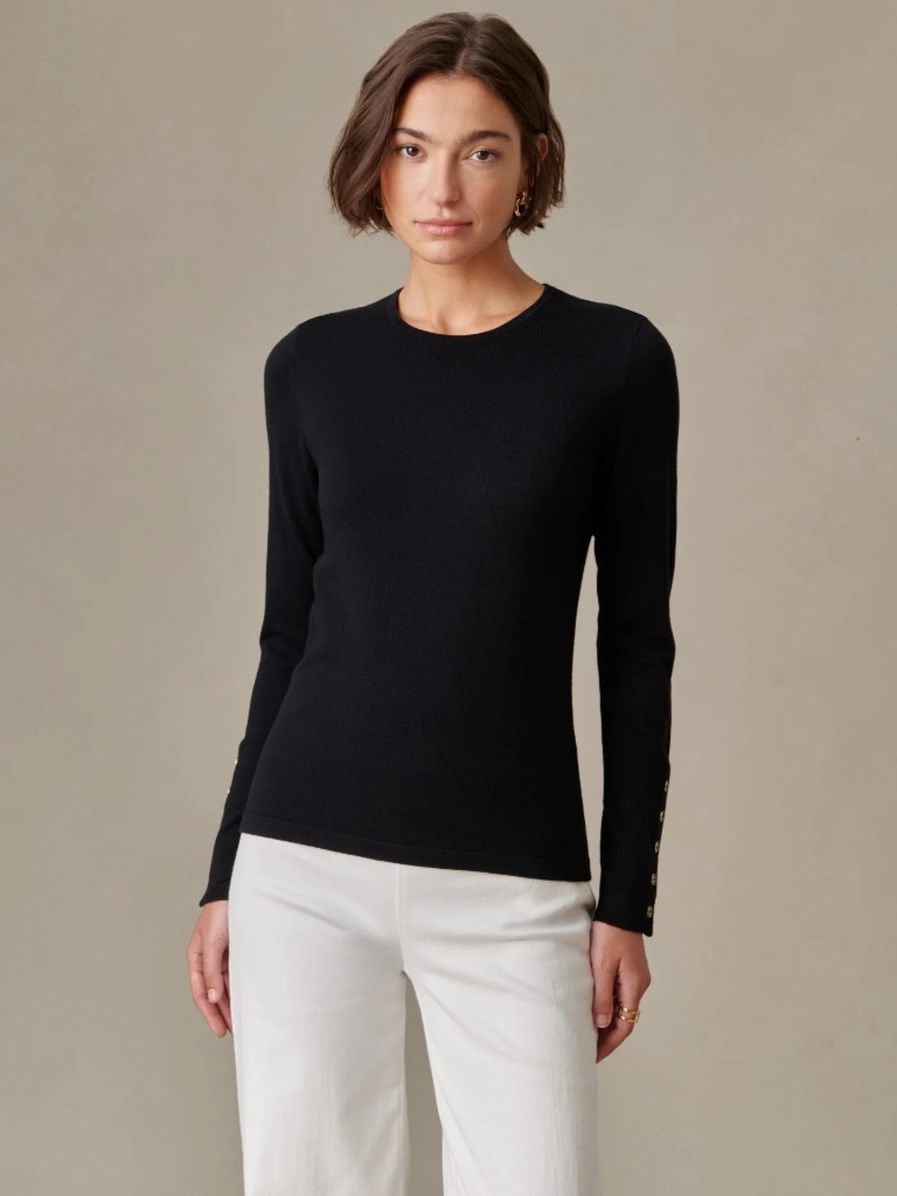 NEW! J. McLaughlin Jamey Sweater Crewneck Long Sleeves Button Details Black XS - Picture 6 of 14